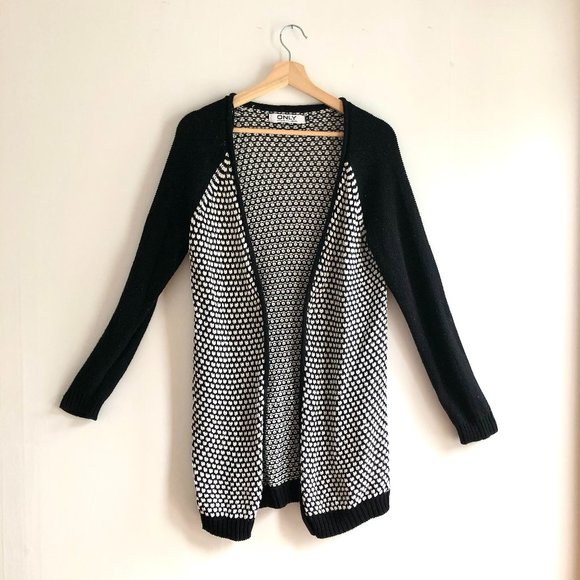 Only Open Cardigan Black and White - Picture 1 of 4